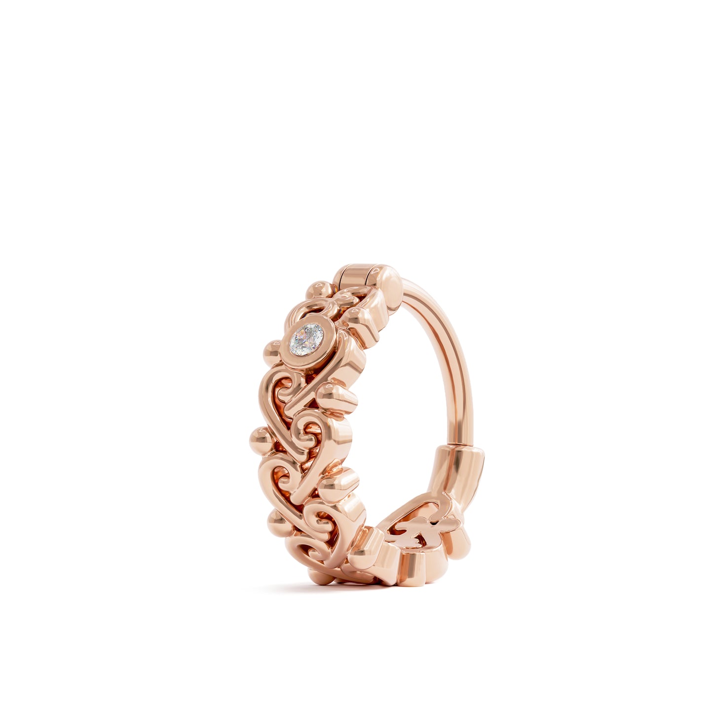 14K Gold Diamond Indian Clicker Hoop