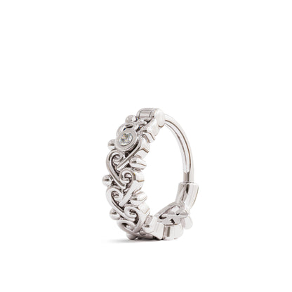 14K Gold Diamond Indian Clicker Hoop