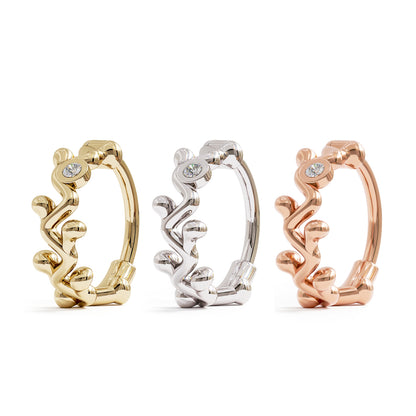 14K Gold Diamond Vine Clicker Hoop