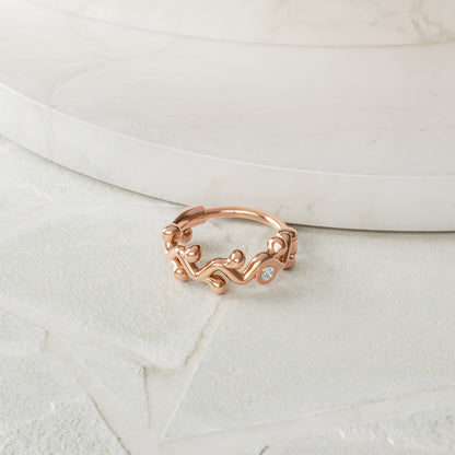 14K Gold Diamond Vine Clicker Hoop