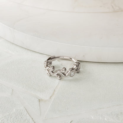 14K Gold Diamond Vine Clicker Hoop