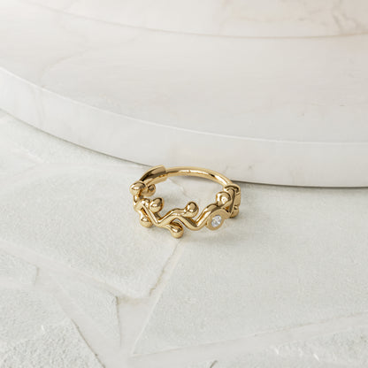 14K Gold Diamond Vine Clicker Hoop