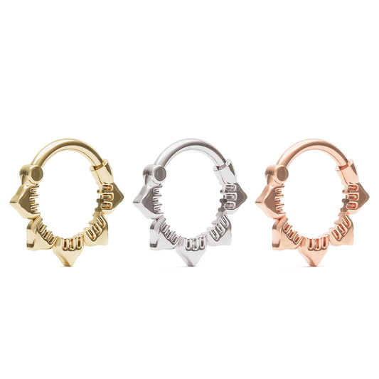 Solid Gold Lotus Clicker Hoop