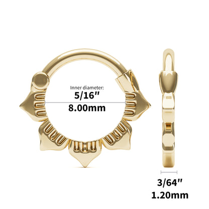 Solid Gold Lotus Clicker Hoop