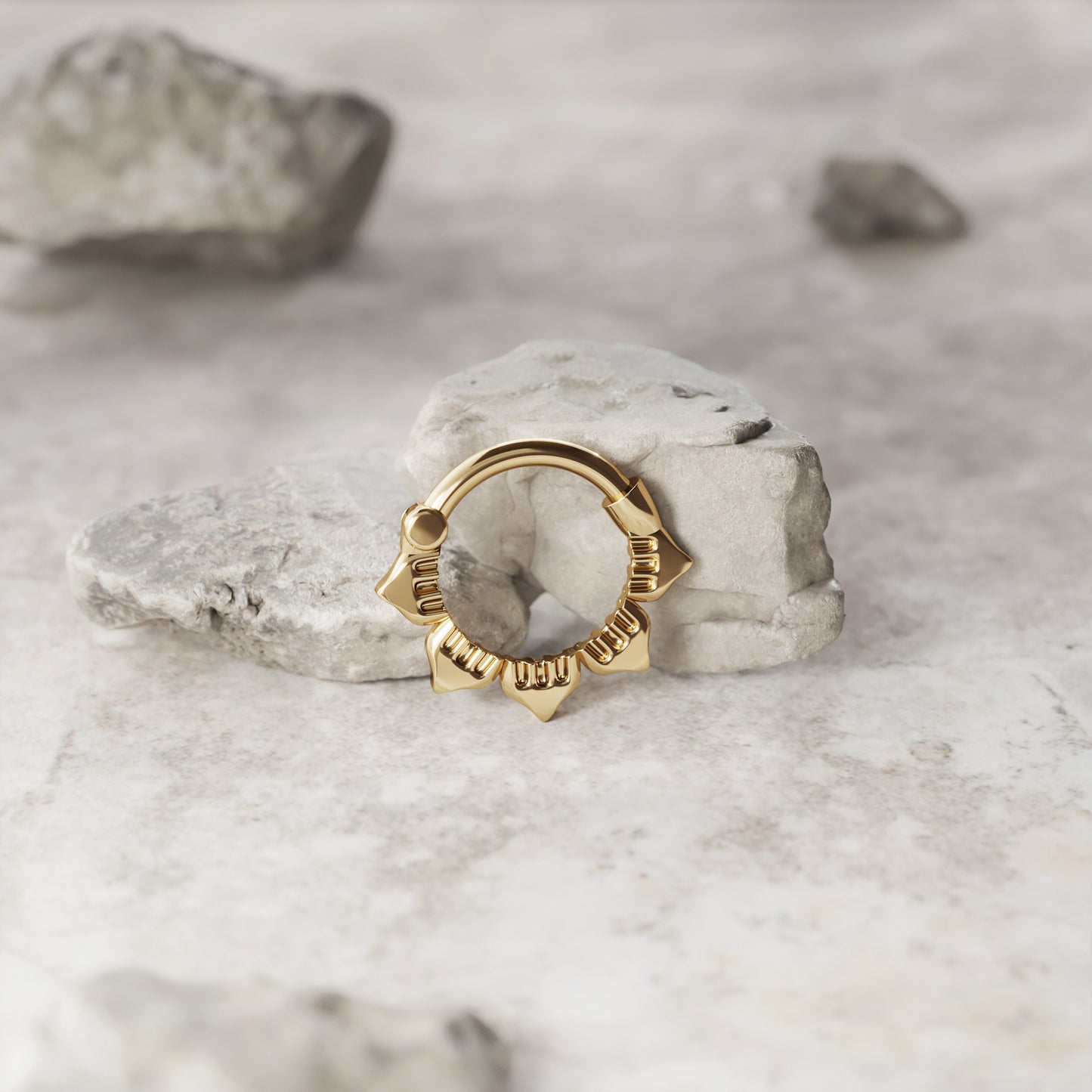 Solid Gold Lotus Clicker Hoop