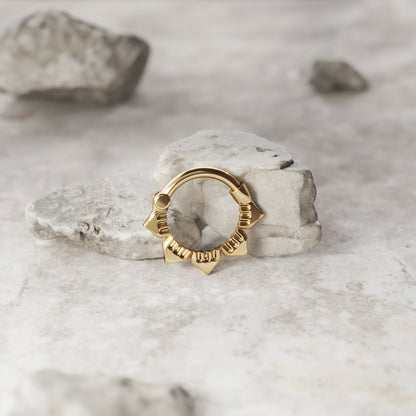 Solid Gold Lotus Clicker Hoop