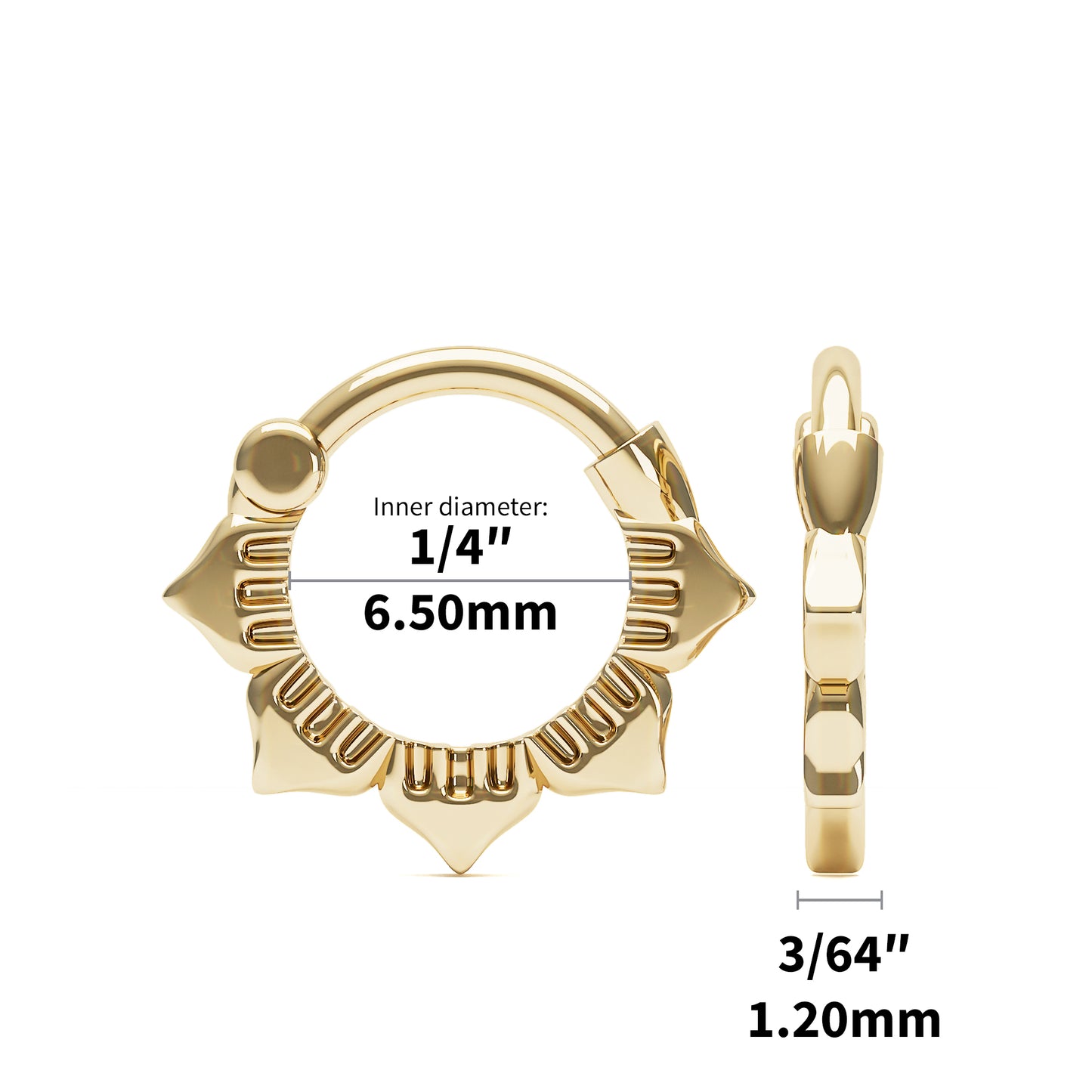 Solid Gold Lotus Clicker Hoop