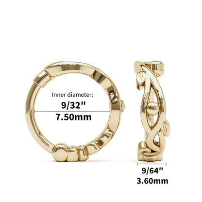 Solid Gold Unique Leaf Clicker Hoop