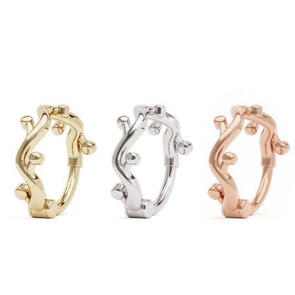Solid Gold Dainty Vine Clicker Hoop