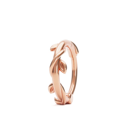 Solid Gold Grecian Leaf Clicker Hoop