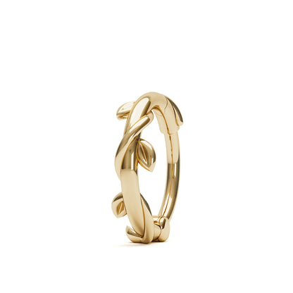 Solid Gold Grecian Leaf Clicker Hoop