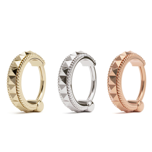 Solid Gold Pyramid Clicker Hoop