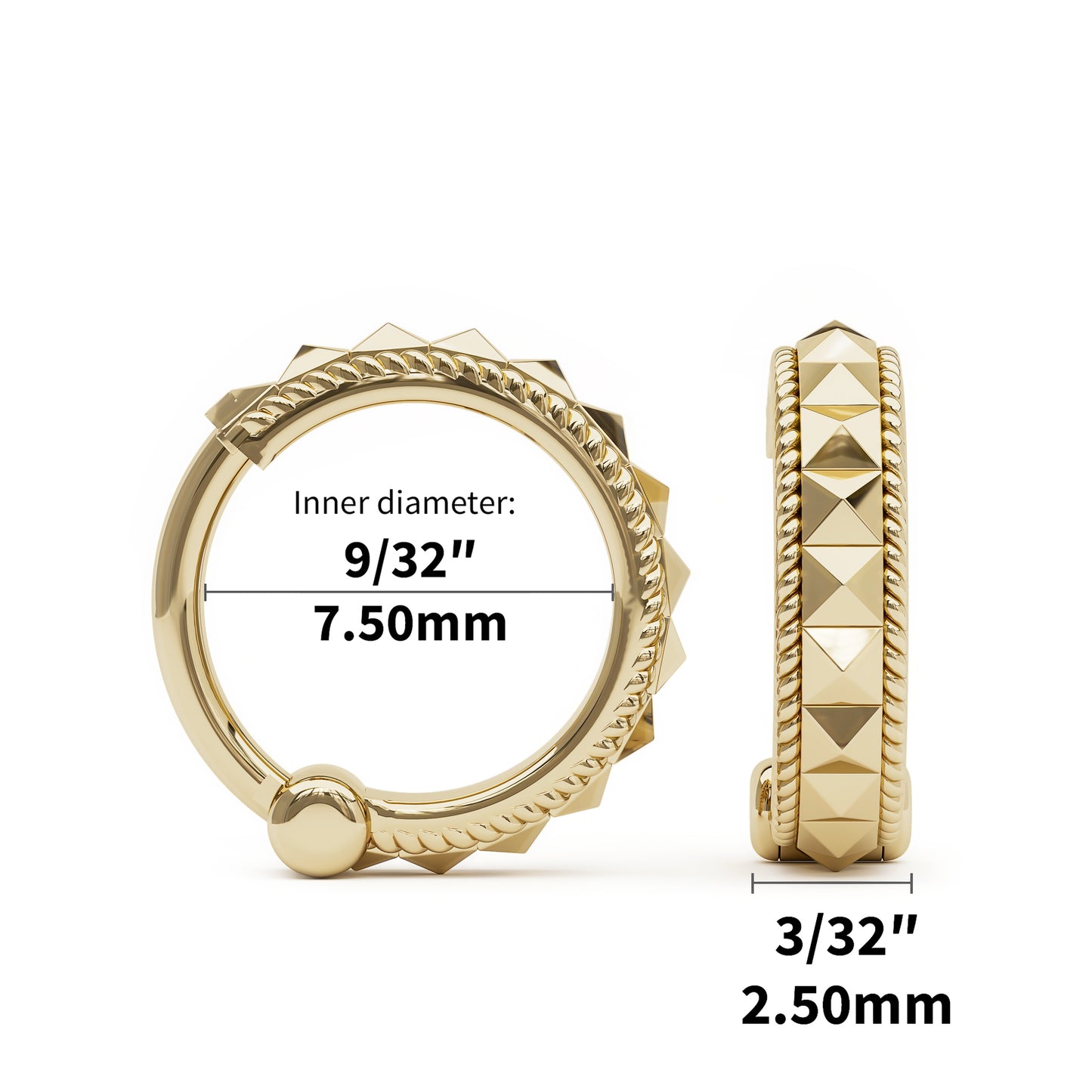 Solid Gold Pyramid Clicker Hoop