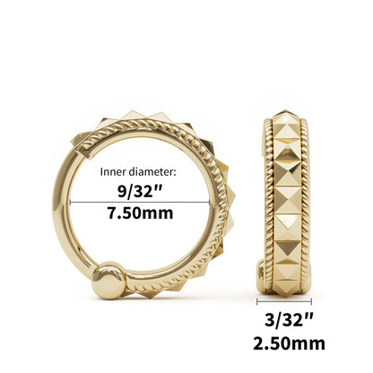 Solid Gold Pyramid Clicker Hoop