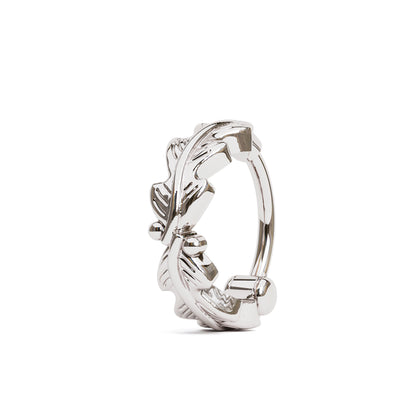 Solid Gold Boho Leaf Clicker Hoop