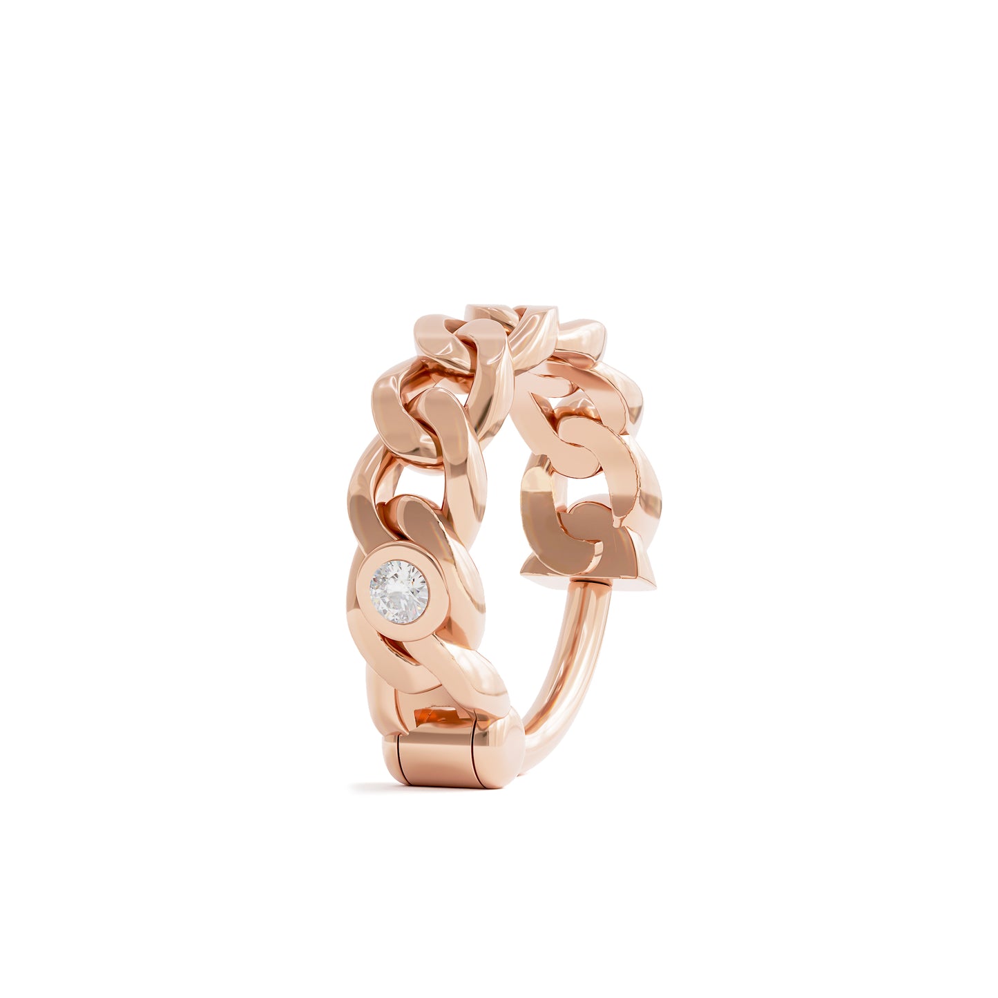 Solid Gold Diamond Chain Clicker Hoop