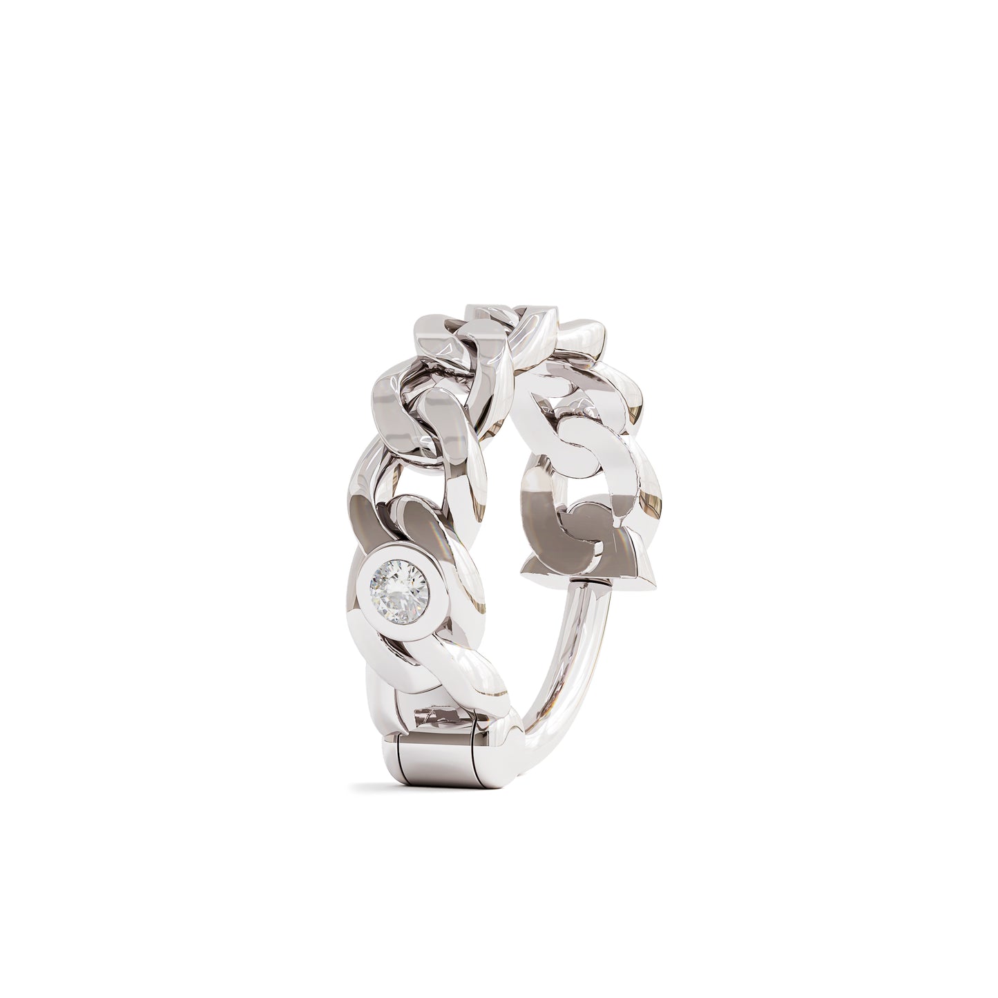 Solid Gold Diamond Chain Clicker Hoop