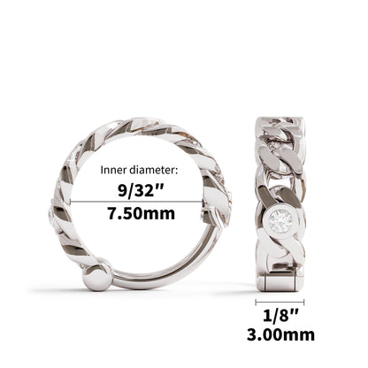 Solid Gold Diamond Chain Clicker Hoop