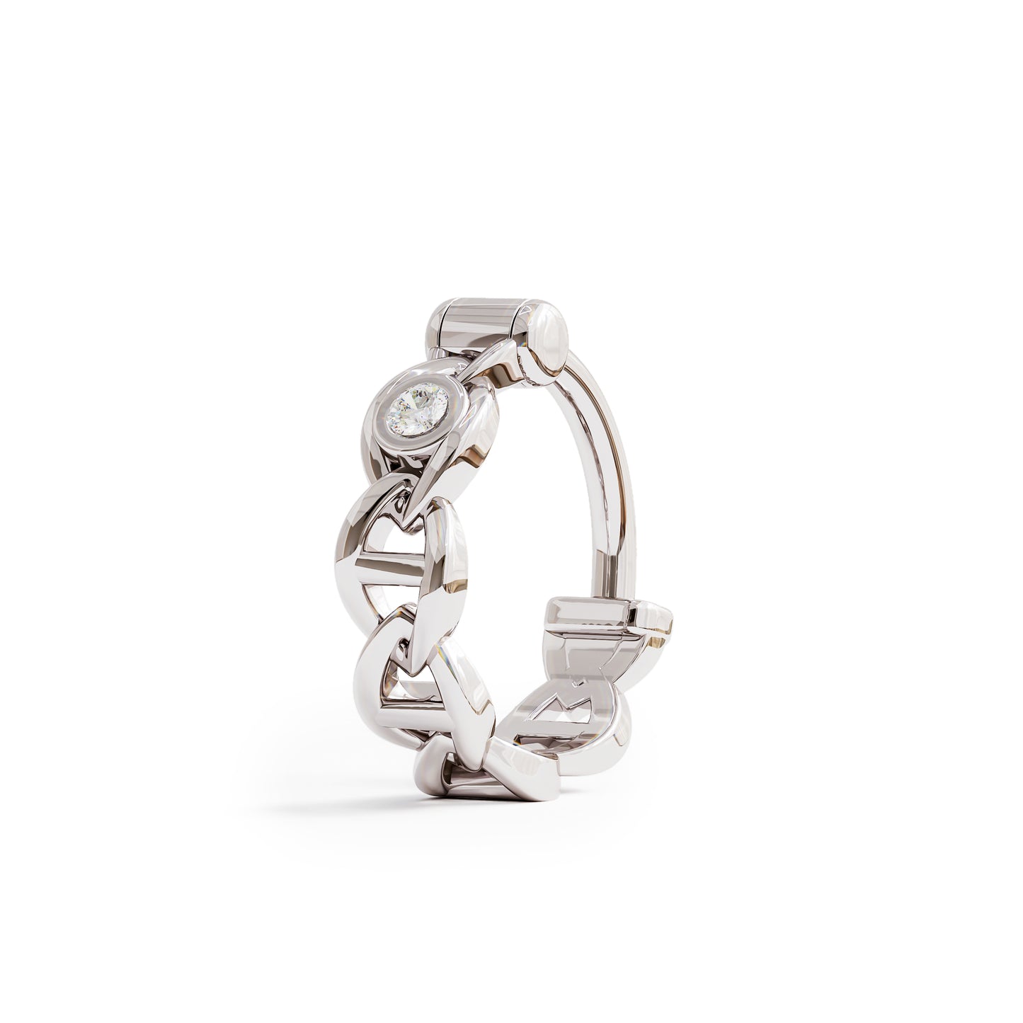 Solid Gold Diamond Chain Link Clicker Hoop