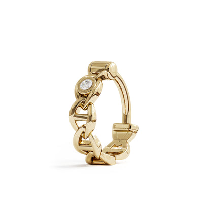 Solid Gold Diamond Chain Link Clicker Hoop