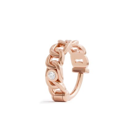 Solid Gold Diamond Statement Chain Clicker Hoop