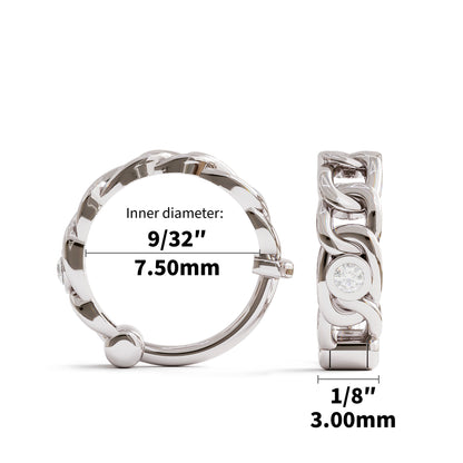 Solid Gold Diamond Statement Chain Clicker Hoop