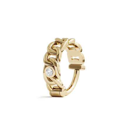 Solid Gold Diamond Statement Chain Clicker Hoop