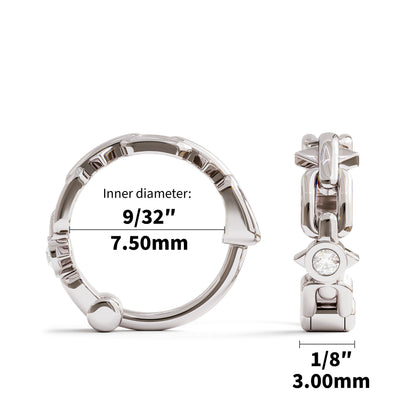 Solid Gold Diamond Chain Spike Clicker Hoop
