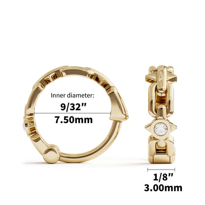 Solid Gold Diamond Chain Spike Clicker Hoop