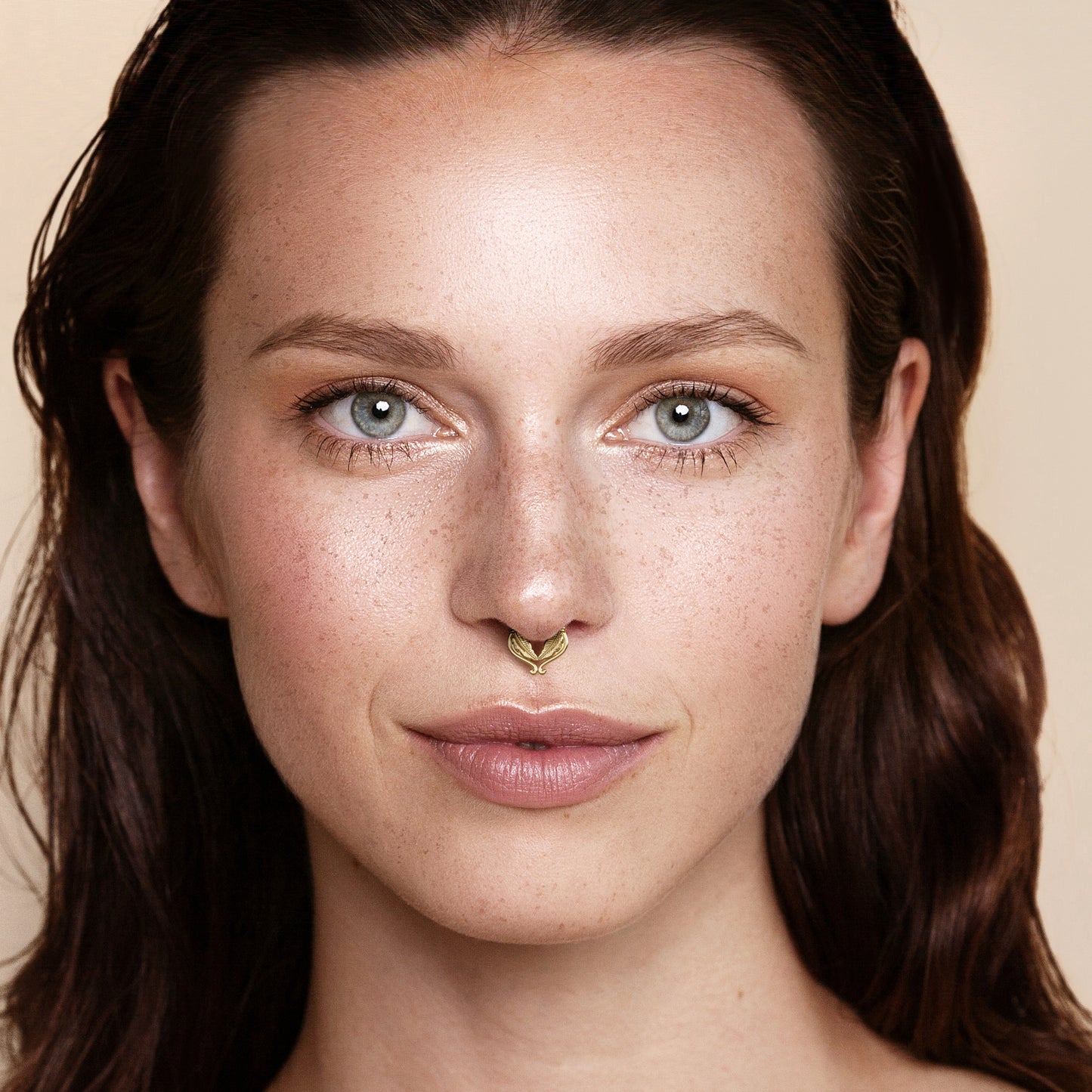 Solid Gold Double Feather Clicker Hoop