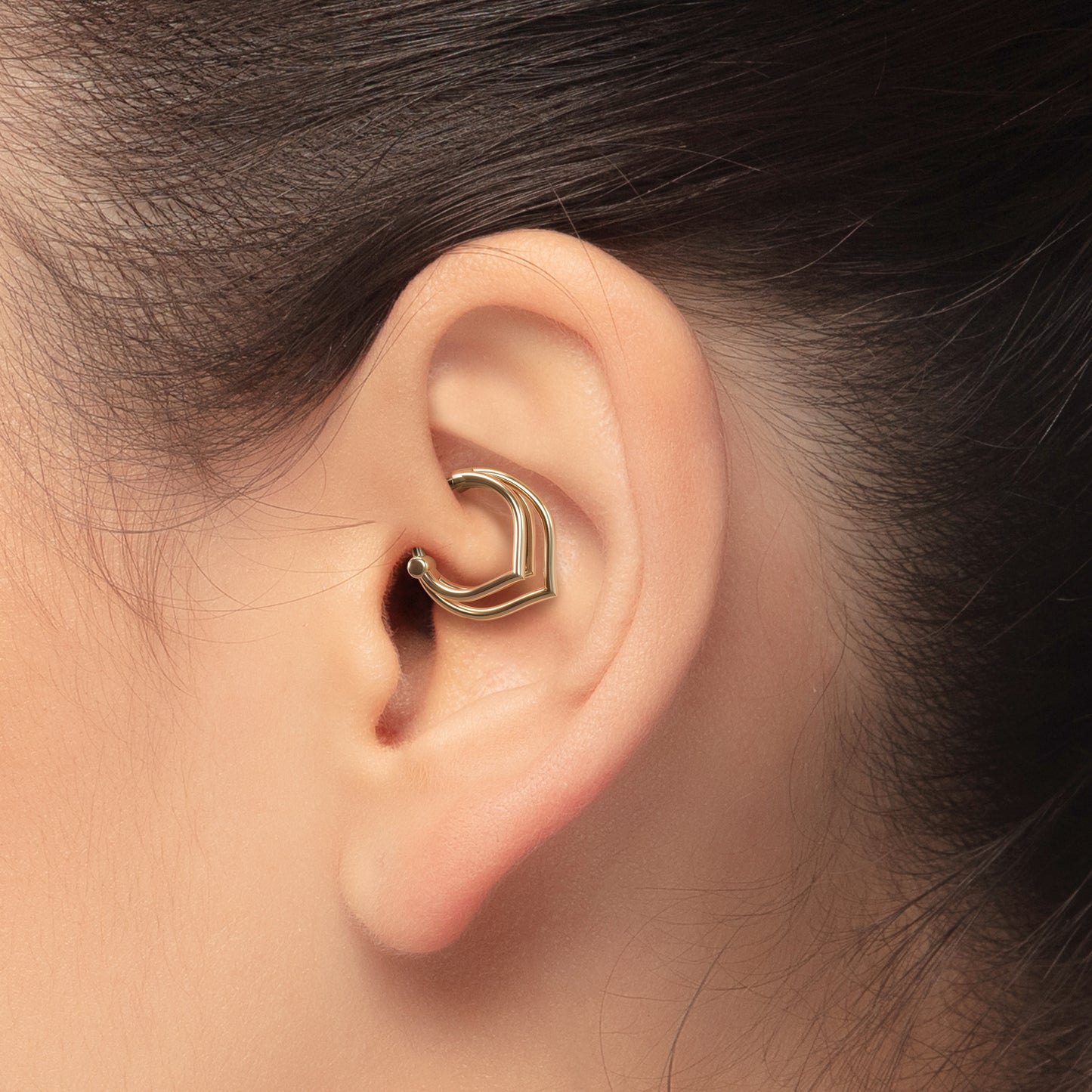 Solid Gold Trinity V Shape Clicker Hoop