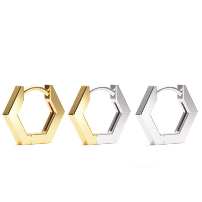Solid Gold Hexagon Clicker Hoop