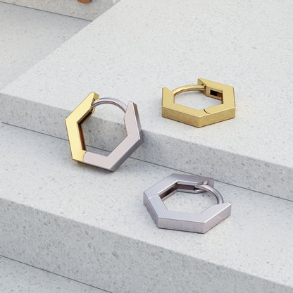 Solid Gold Hexagon Clicker Hoop