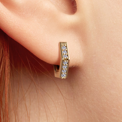 Solid Gold Diamond Hexagon Clicker Hoop