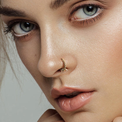 Solid Gold Rope Knot Clicker Hoop