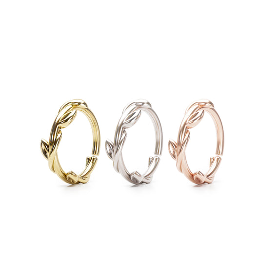 Solid Gold Grecian Leaf Seamless Hoop