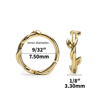 Solid Gold Grecian Leaf Seamless Hoop
