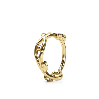 Solid Gold Unique Leaf Seamless Hoop