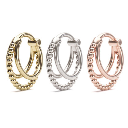 Solid Gold Trinity Bead Clicker Hoop