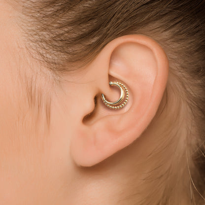 Solid Gold Trinity Bead Clicker Hoop