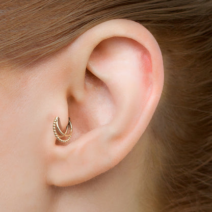 Solid Gold Trinity Bead Clicker Hoop