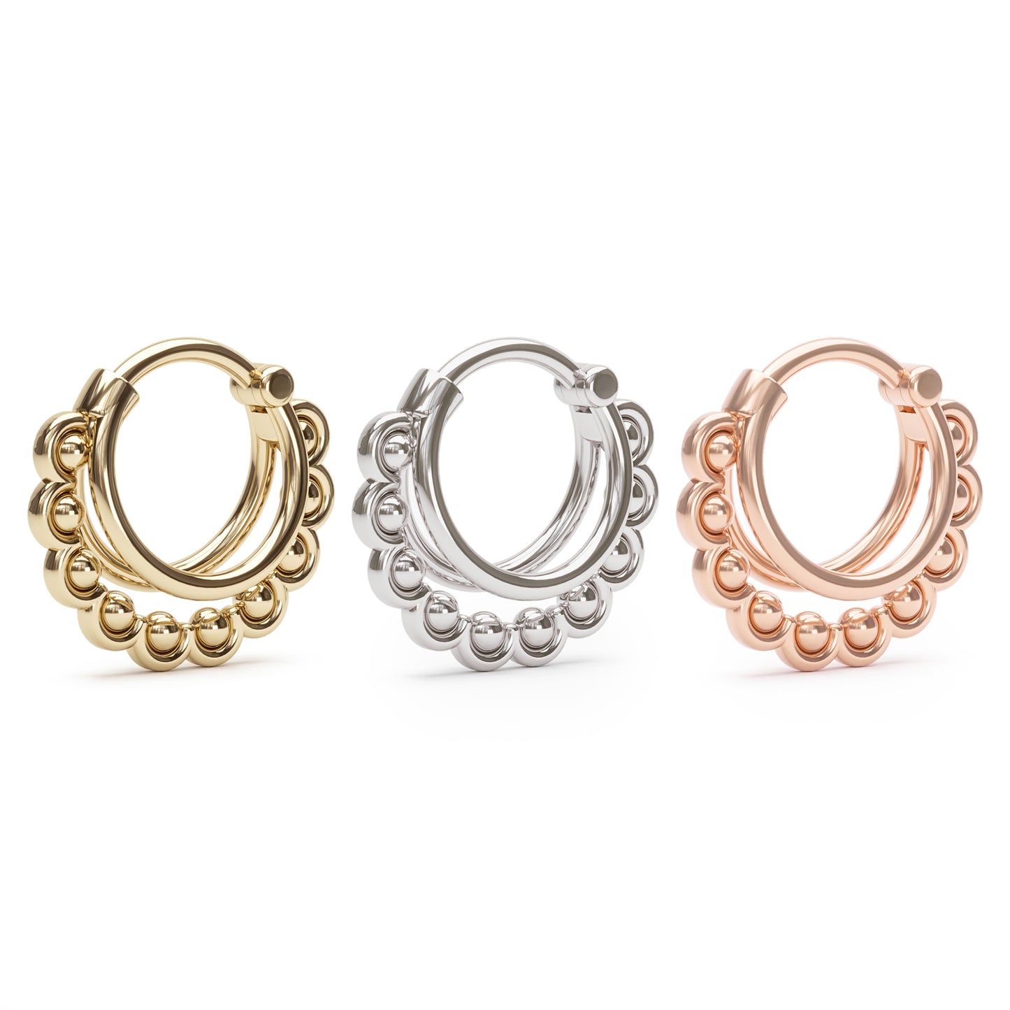 Solid Gold Stacked Petal Clicker Hoop