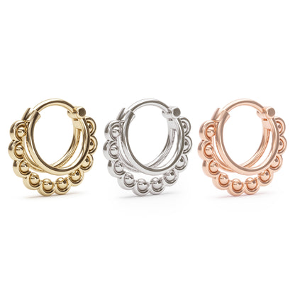 Solid Gold Stacked Petal Clicker Hoop