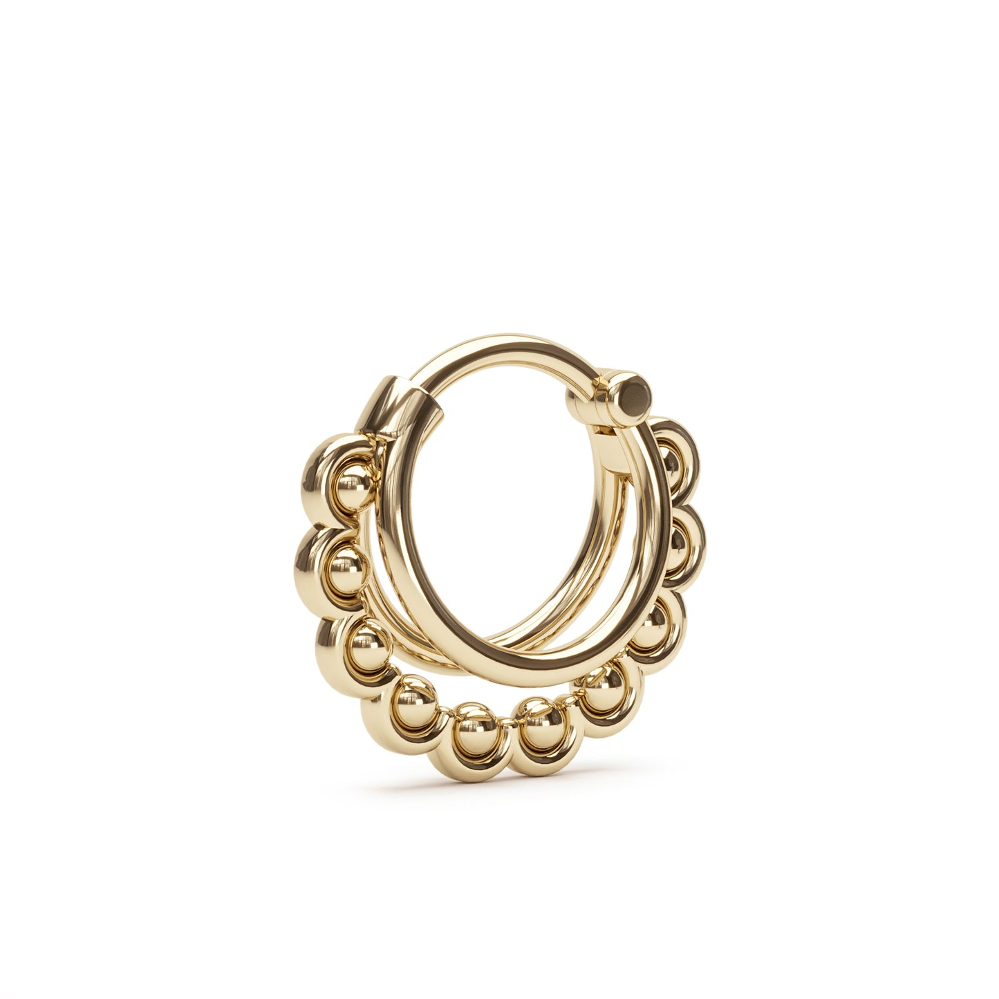 Solid Gold Stacked Petal Clicker Hoop