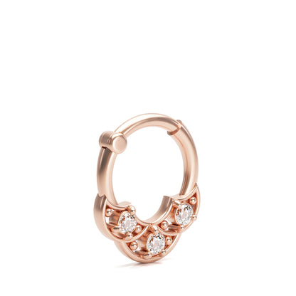 Solid Gold Diamond Shield Clicker Hoop