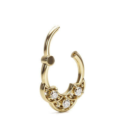 Solid Gold Diamond Shield Clicker Hoop