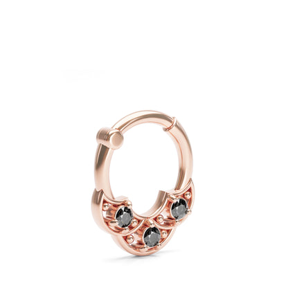 Solid Gold Black Diamond Shield Clicker Hoop