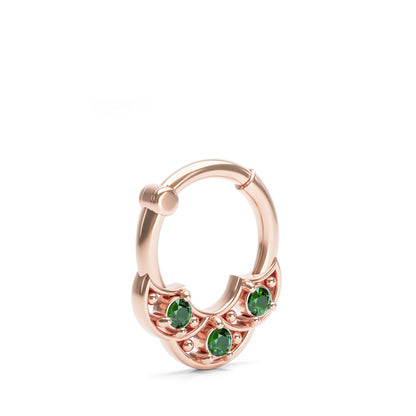 Solid Gold Emerald Shield Clicker Hoop