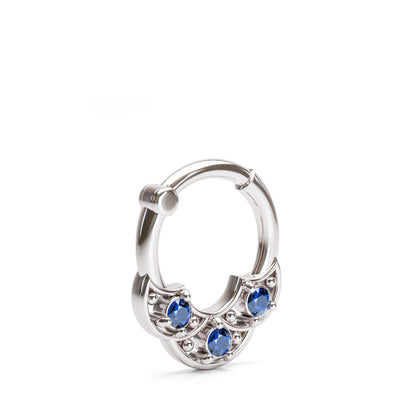 Solid Gold Sapphire Shield Clicker Hoop