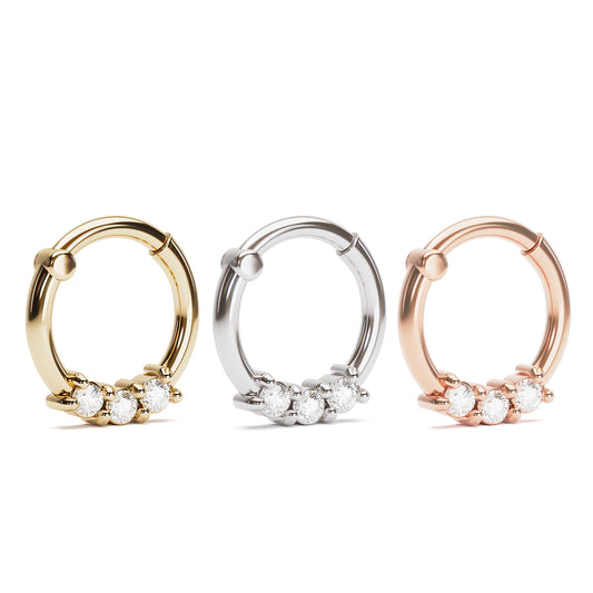 Solid Gold Diamond Clicker Hoop